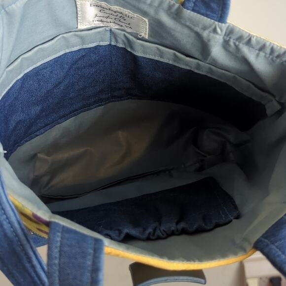 Denim Patchwork Studded Handbag/ Tote Handmade Fall Motif - Picture 12 of 13